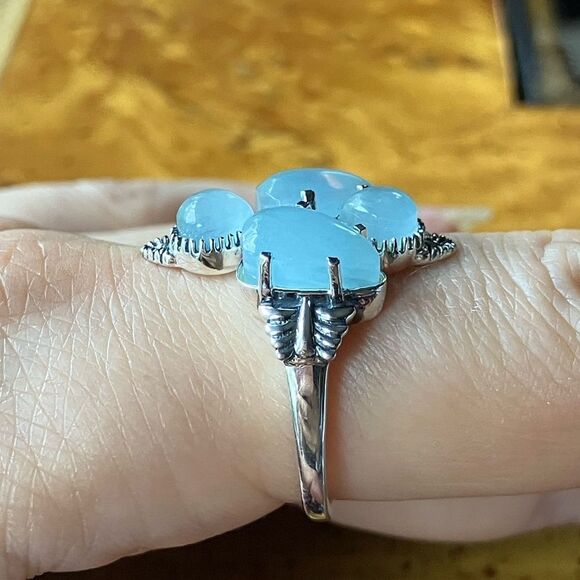 Genuine Aquamarine Sterling Silver Ring Size 9 - Picture 3 of 9